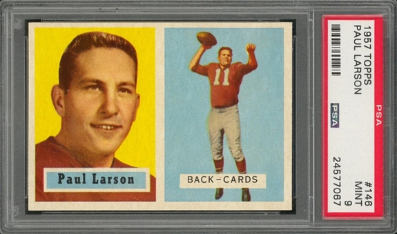 1957 Topps Football #146 Paul Larson – PSA MINT 9